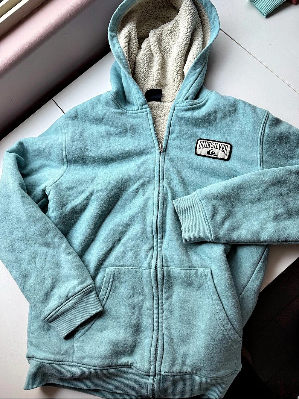 Quiksilver Unisex Sherpa Full Zip Hoodie in Blue